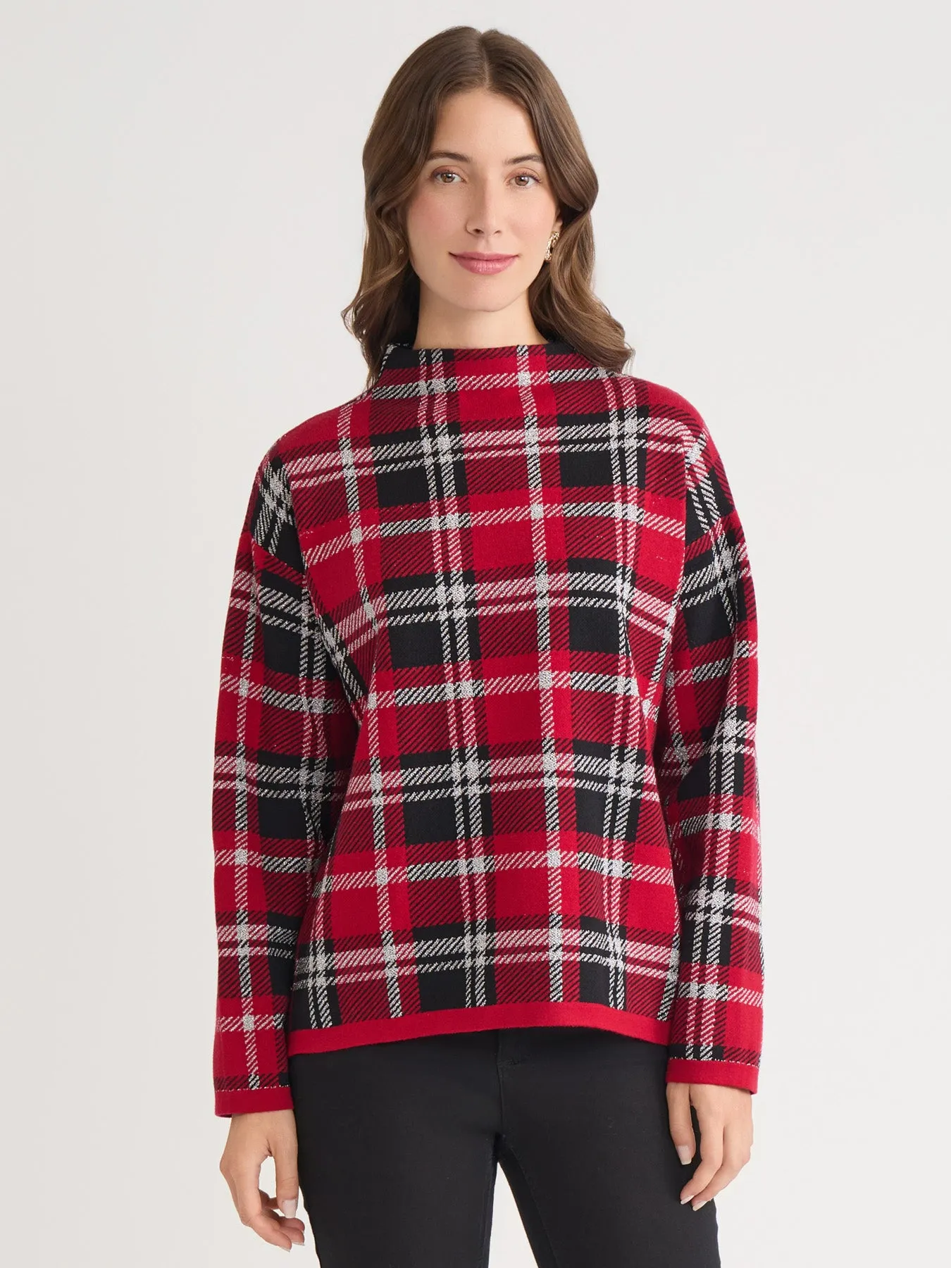Plaid Mock Neck Sweater sold by Jones New York