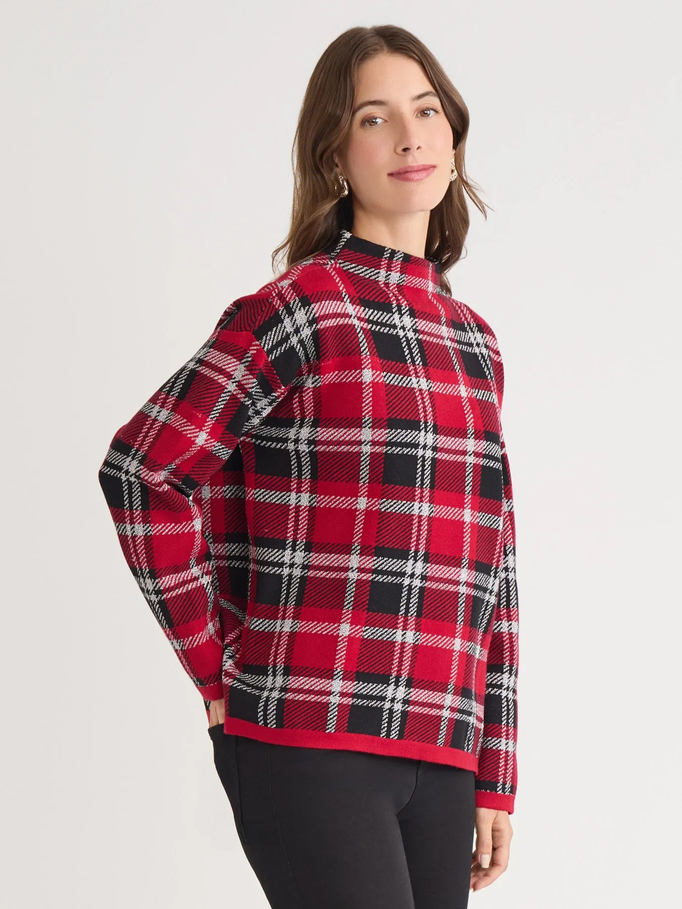 Plaid Mock Neck Sweater sold by Jones New York product image thumbnail 2