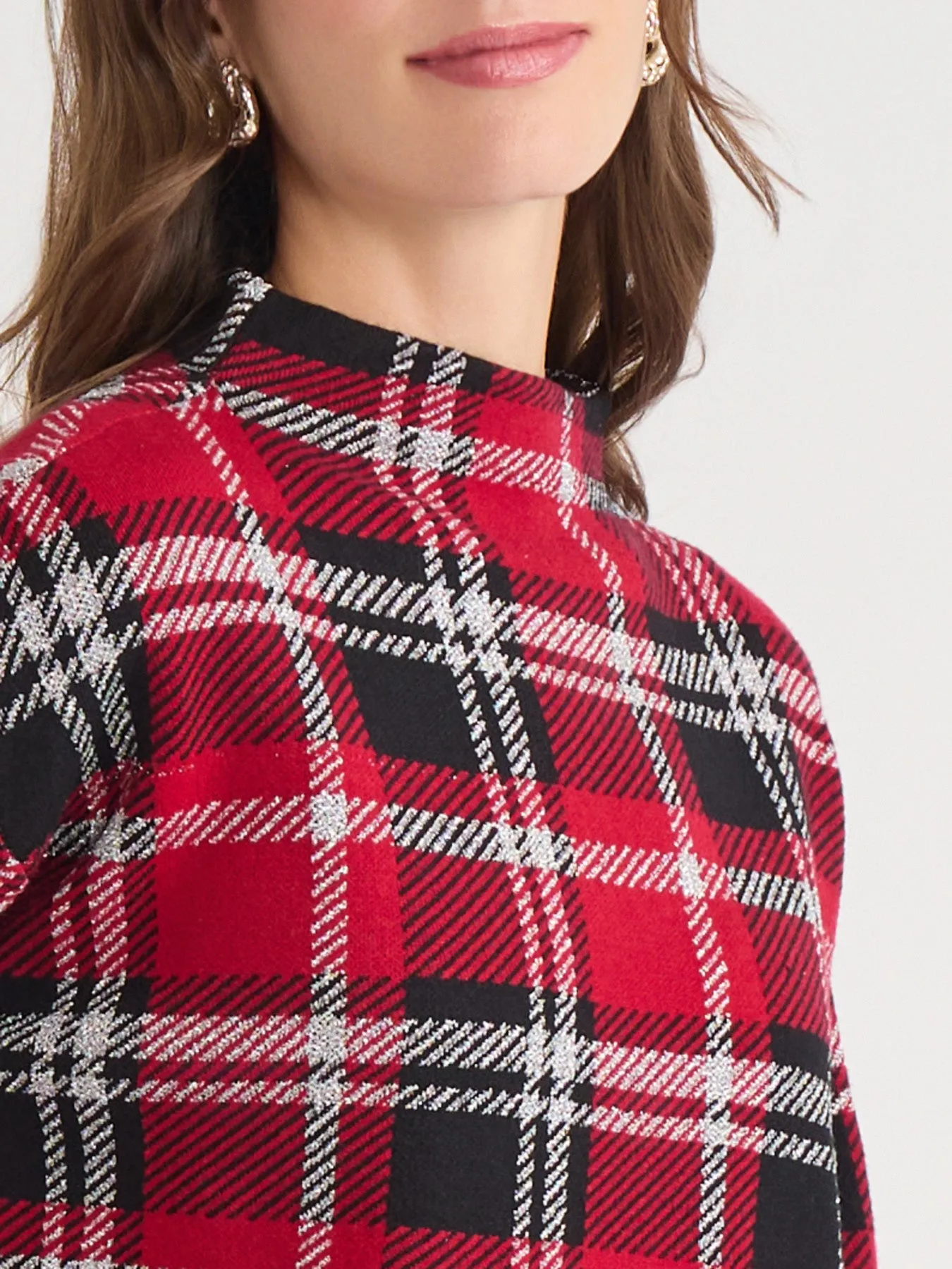Plaid Mock Neck Sweater sold by Jones New York product image thumbnail 3