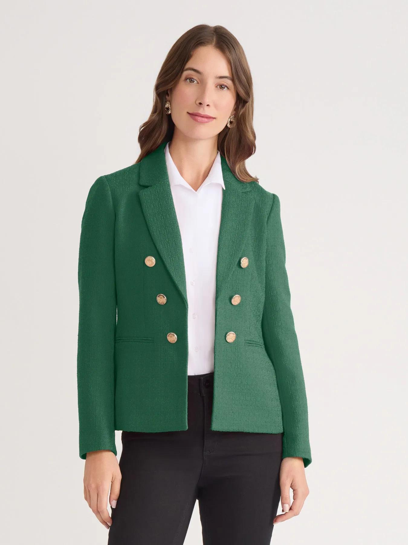 Petite Faux Double Breasted Blazer, Boucle Tweed sold by Jones New York