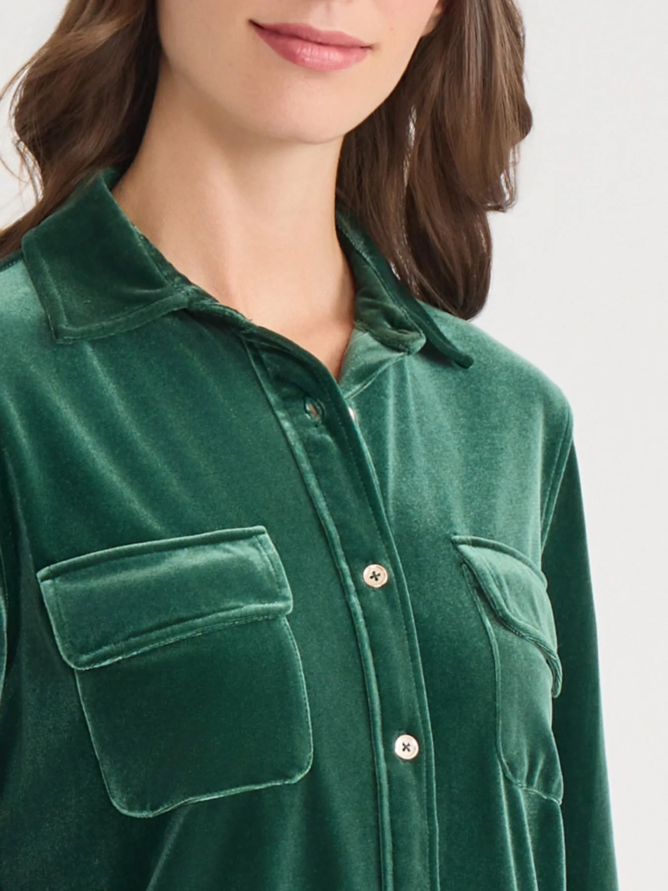 Button-Front Velour Utility Shirt sold by Jones New York product image thumbnail 3