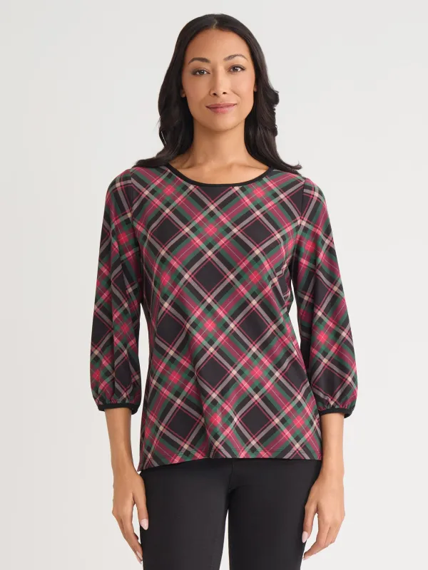 Puff Sleeve Crew Neck Top made by Jones New York