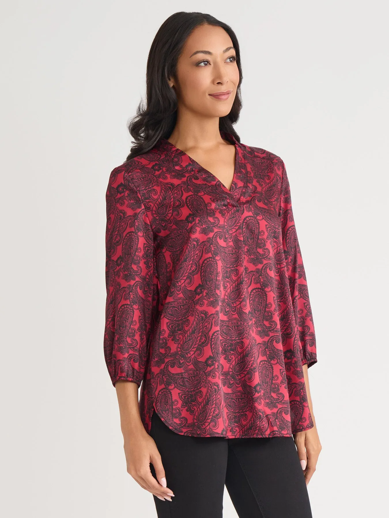 V-Neck Pleated Kelly Blouse sold by Jones New York product image thumbnail 2