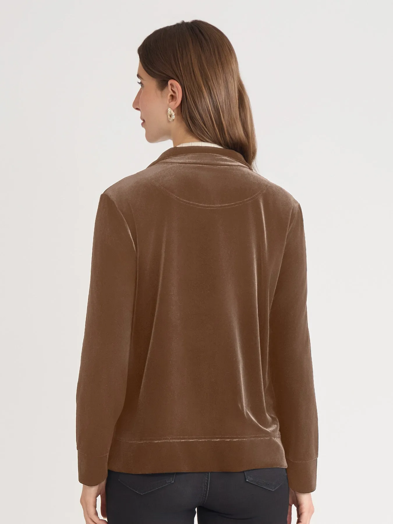 Mock Neck Zip-Front Velour Jacket sold by Jones New York product image thumbnail 4