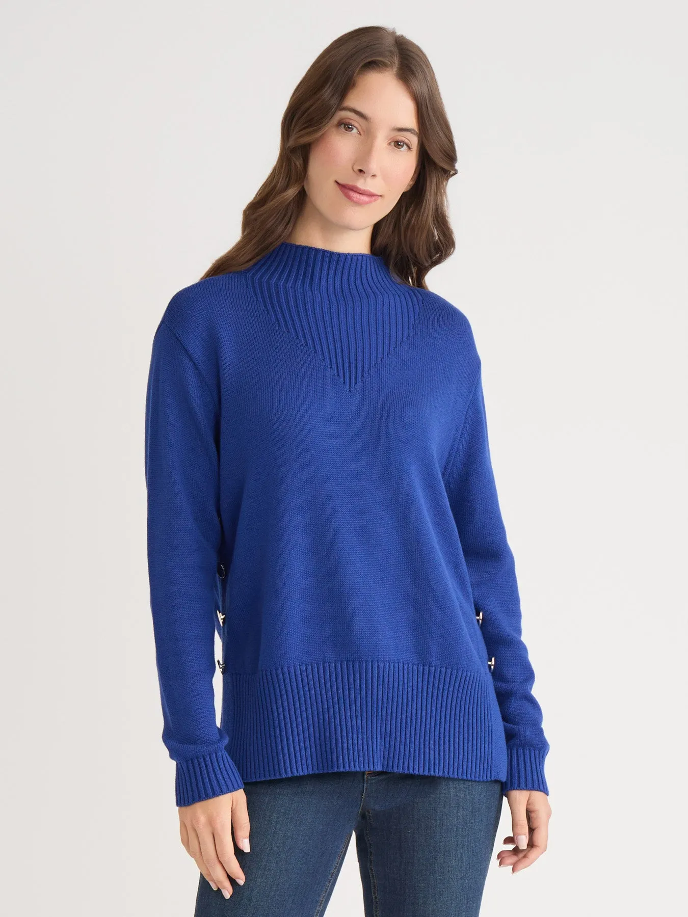 Side Button Sweater Mock Neck Sweater sold by Jones New York