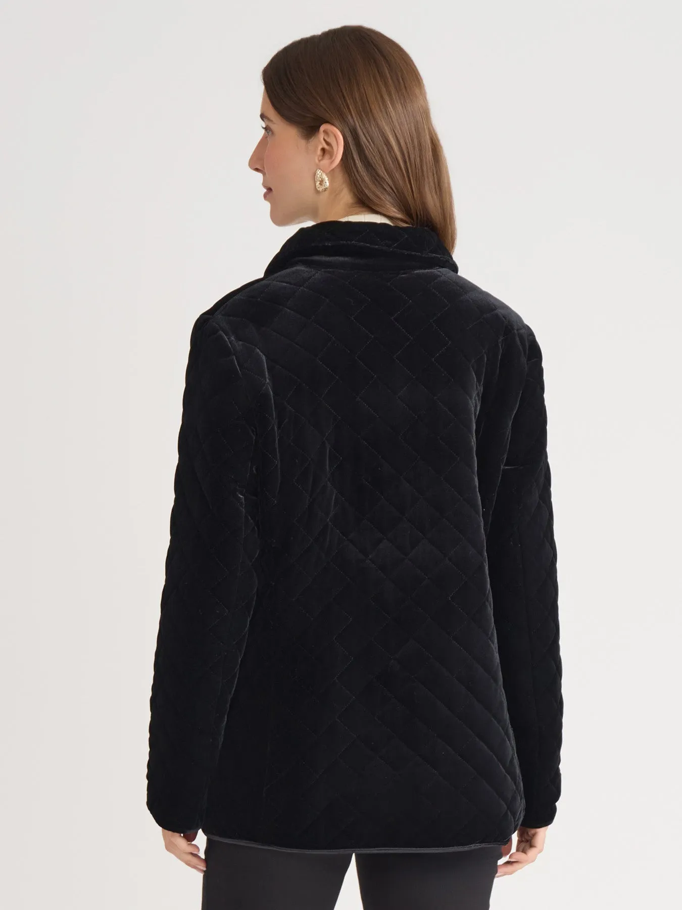 Snap Front Quilted Jacket, Velvet sold by Jones New York product image thumbnail 4