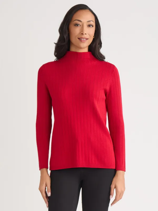 Petite Wide Rib Funnel Neck Top sold by Jones New York