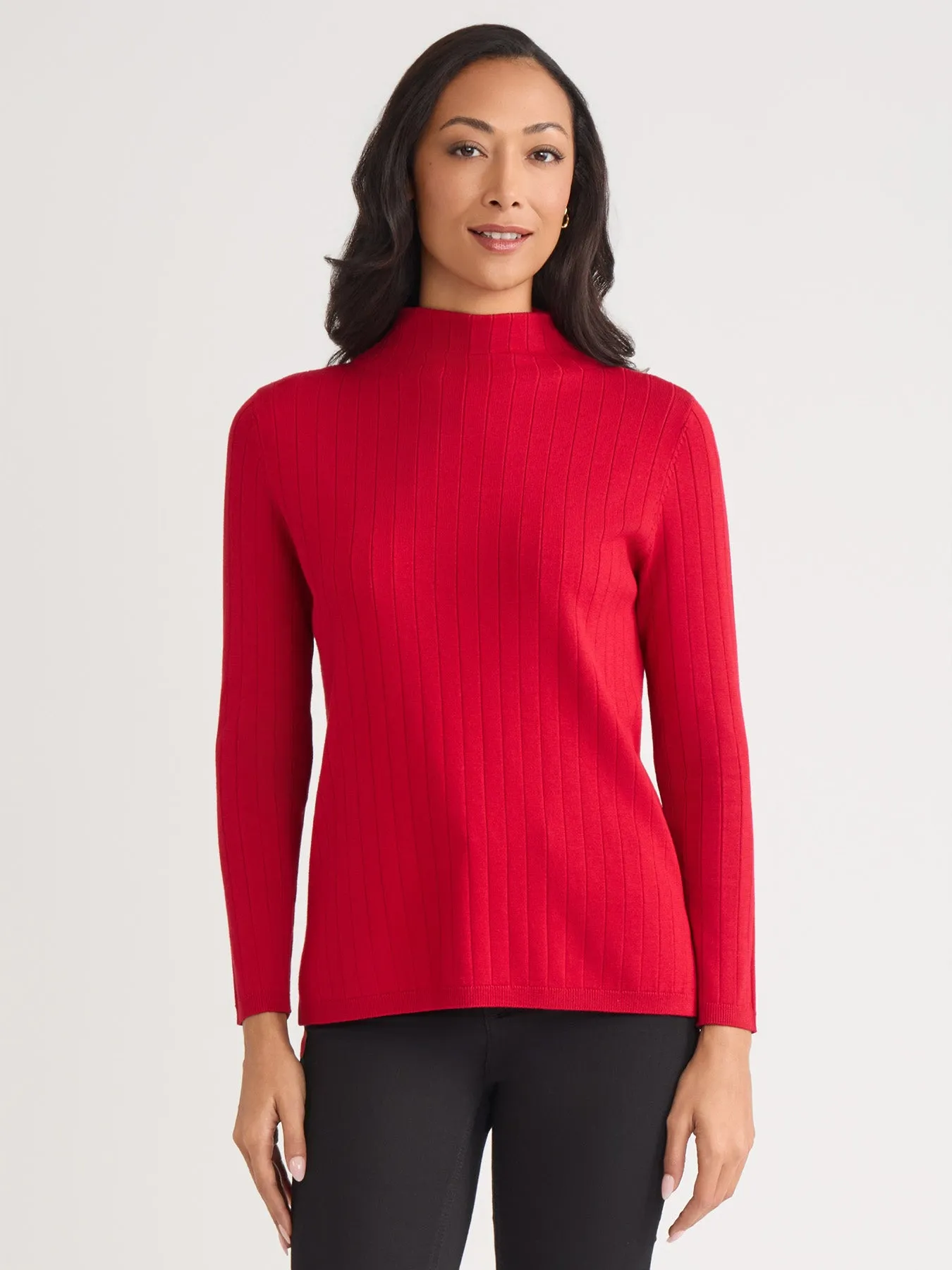 Petite Wide Rib Funnel Neck Top sold by Jones New York