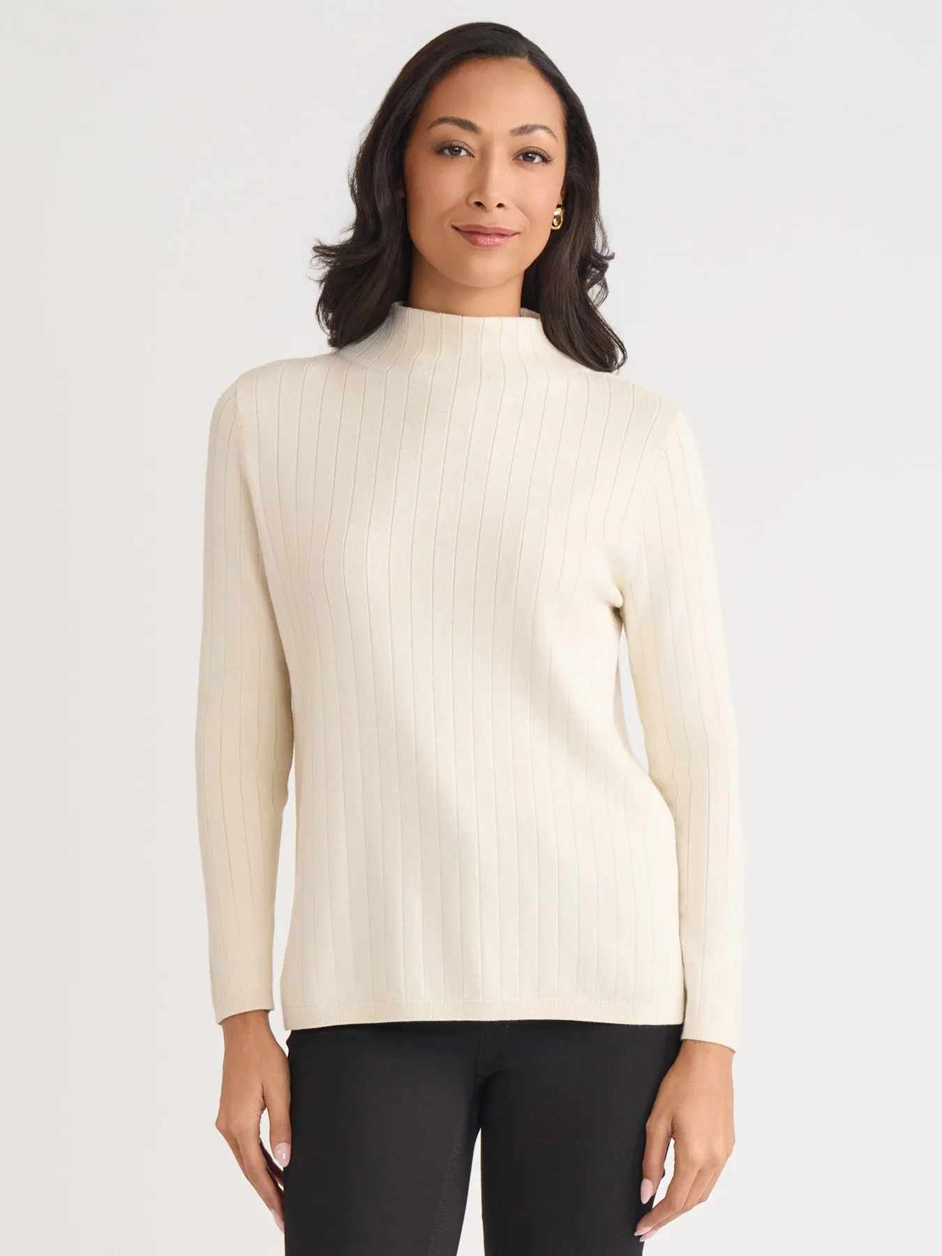Wide Rib Funnel Neck Top sold by Jones New York