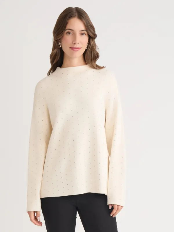 Funnel Neck Studded Accent Sweater made by Jones New York