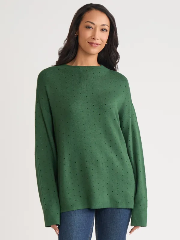 Plus Funnel Neck Studded Accent Sweater sold by Jones New York