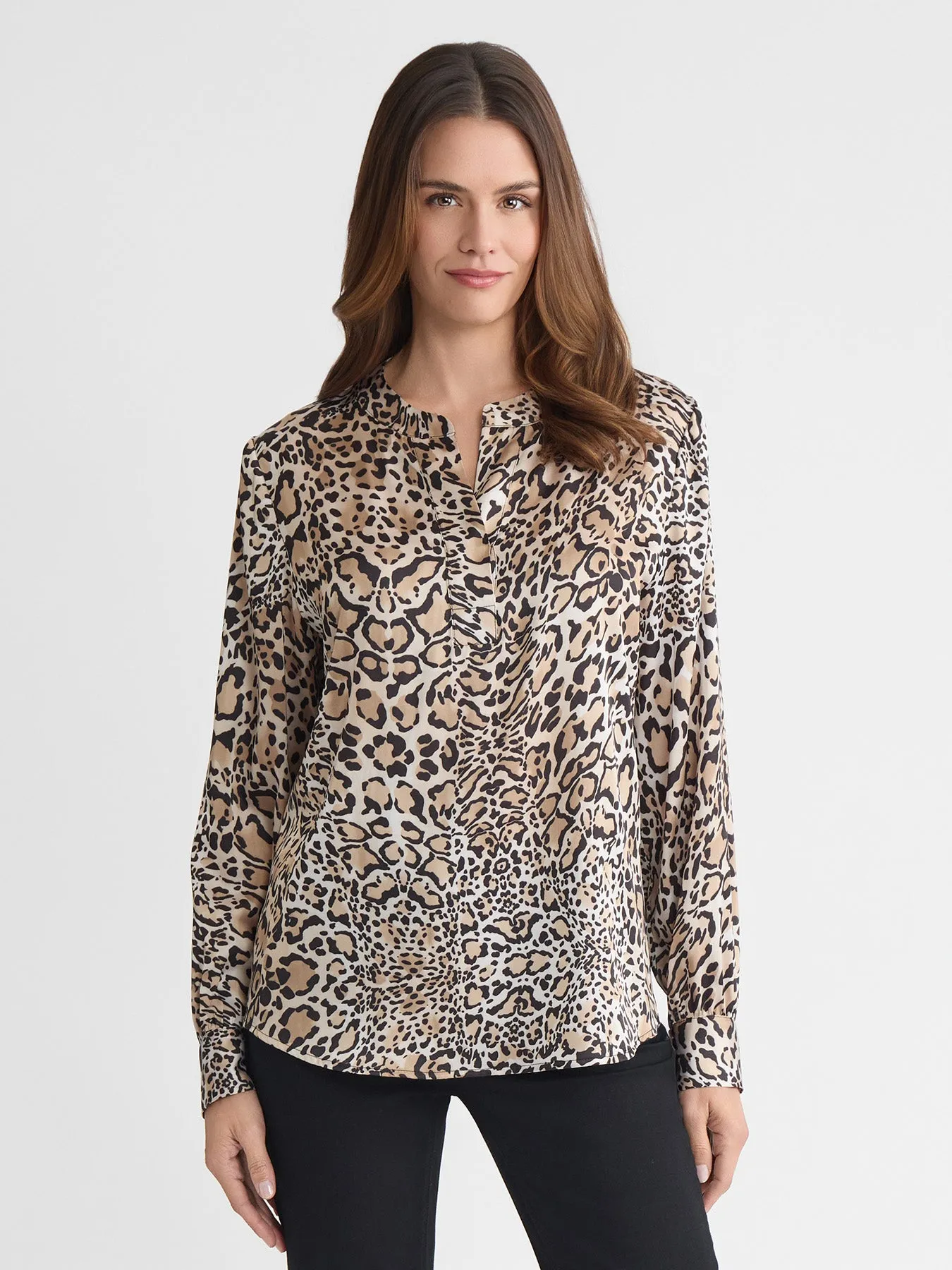 Plus Long Sleeve Popover, Flat Satin sold by Jones New York