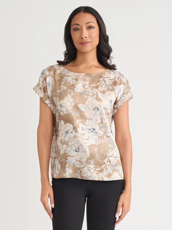 Side Button Blouse, Hammered Satin sold by Jones New York