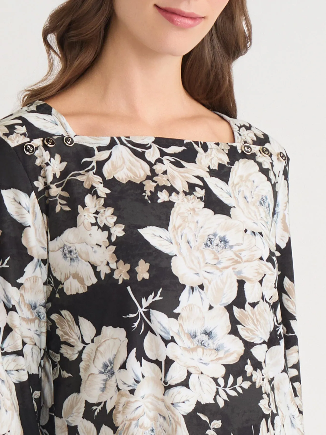 Petite Floral Square Neck Top, Everyday Knit sold by Jones New York product image thumbnail 3