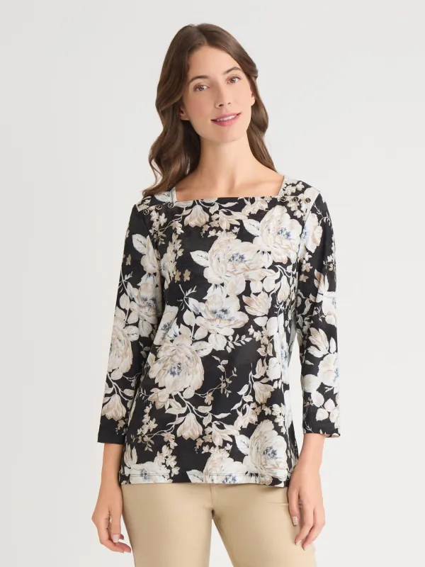 Floral Square Neck Top, Everyday Knit sold by Jones New York