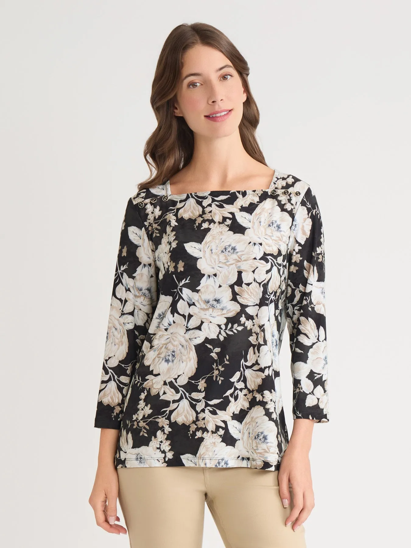 Floral Square Neck Top, Everyday Knit sold by Jones New York