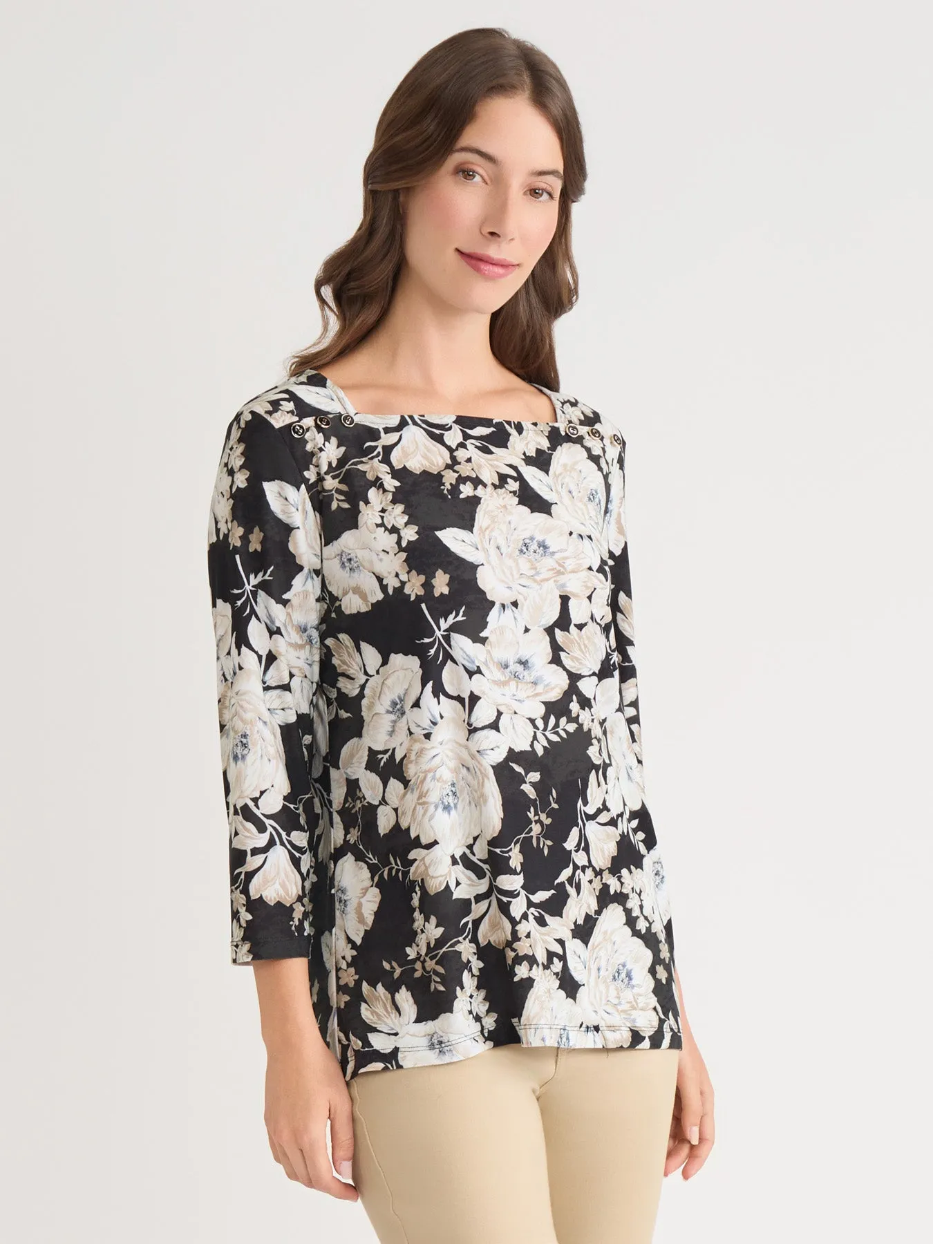 Floral Square Neck Top, Everyday Knit sold by Jones New York product image thumbnail 2