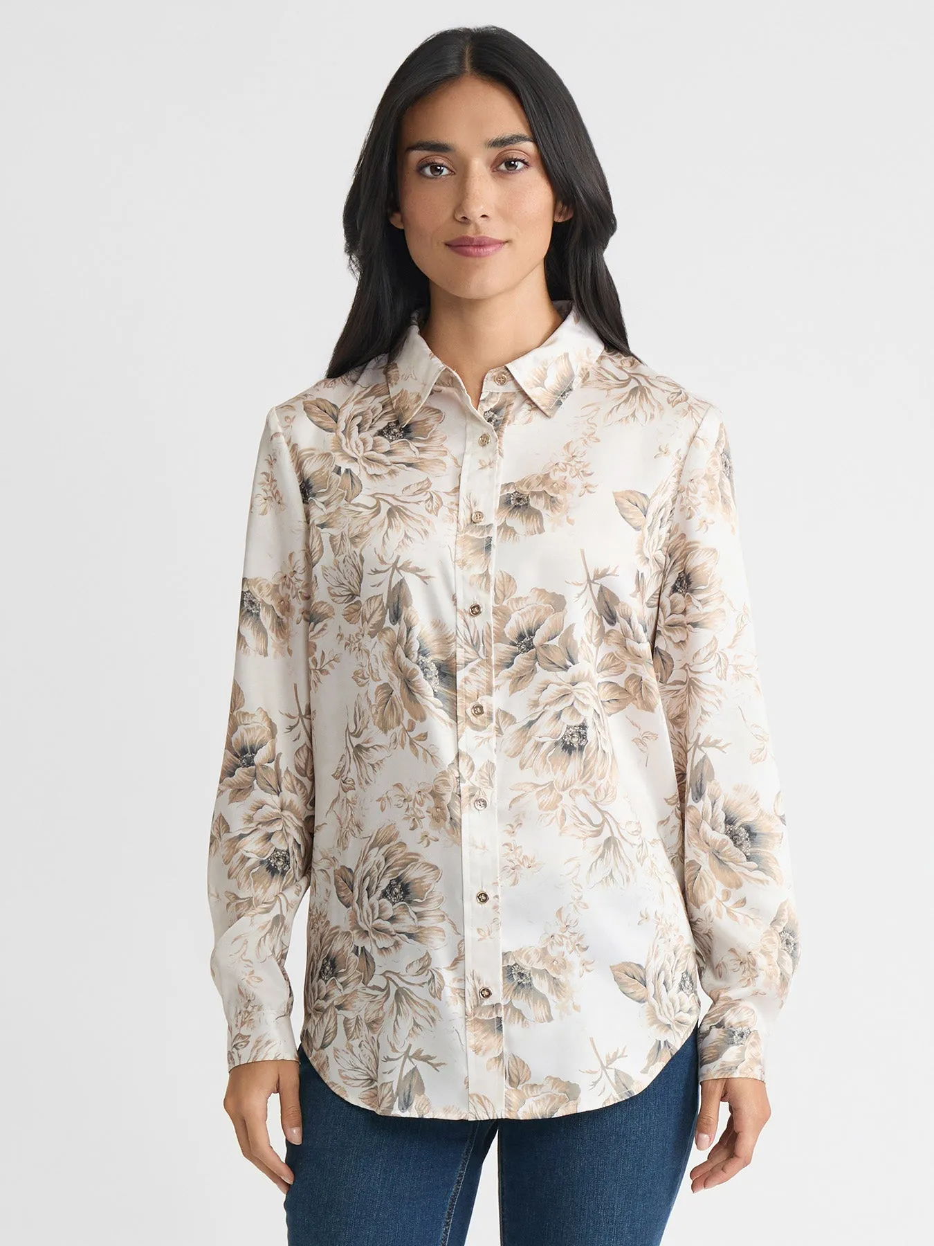 Petite Button Down Blouse, Satin Twill sold by Jones New York
