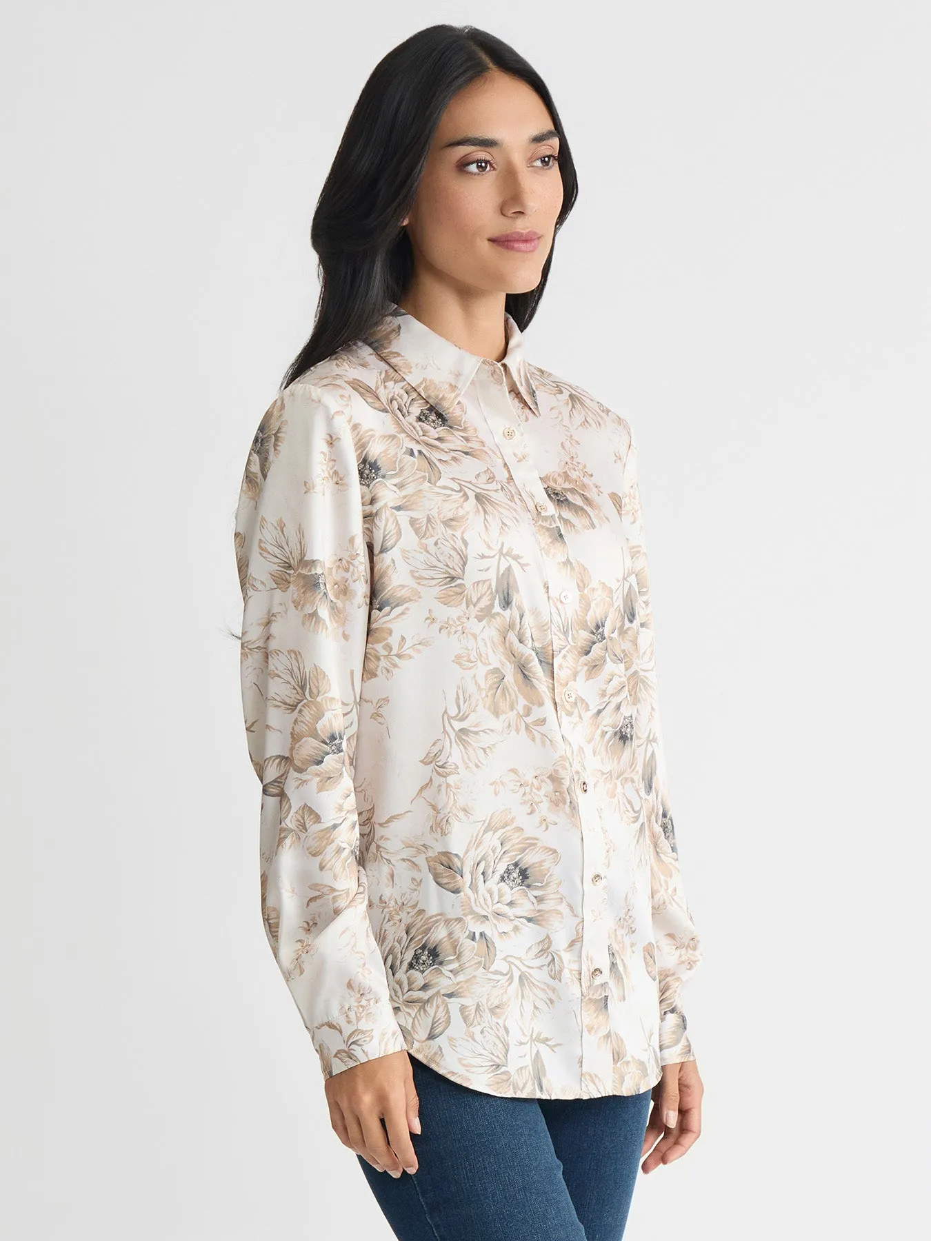 Petite Button Down Blouse, Satin Twill sold by Jones New York product image thumbnail 2