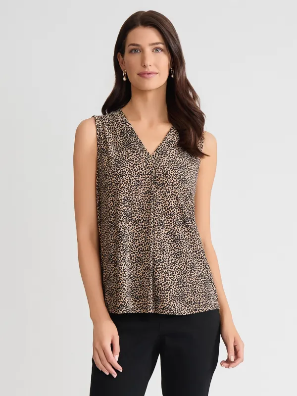 Sleeveless V-Neck Pleat Front Blouse sold by Jones New York