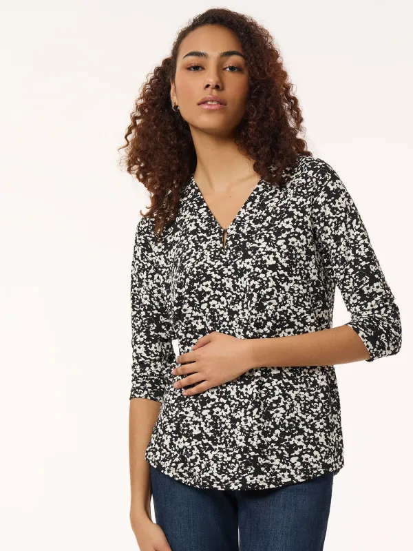 Plus Printed Keyhole Neckline Top, Moss Crepe sold by Jones New York