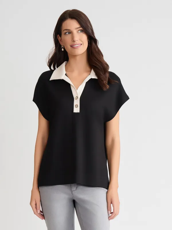 Extended Shoulder Polo Top sold by Jones New York