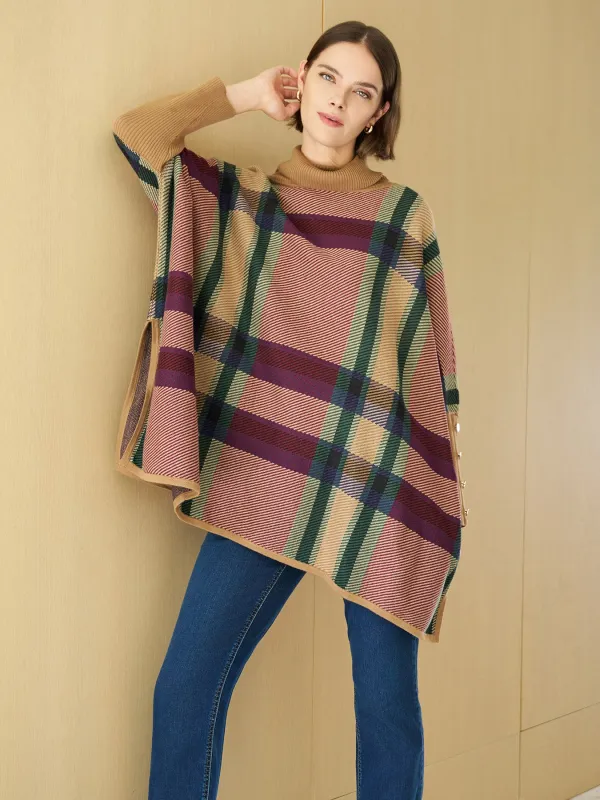 Plus Turtleneck Long Sleeve Poncho Sweater sold by Jones New York