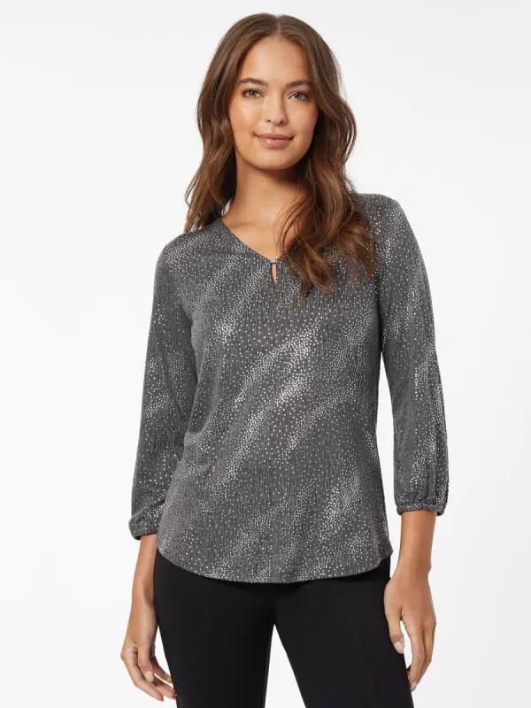 Keyhole Neckline Moss Crepe Top sold by Jones New York