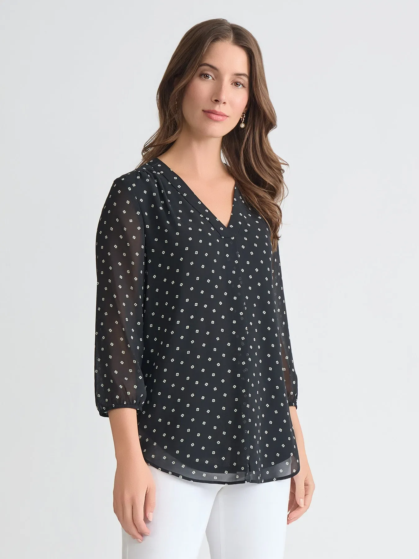 Sheer Sleeve Floral Dot Tunic sold by Jones New York product image thumbnail 2