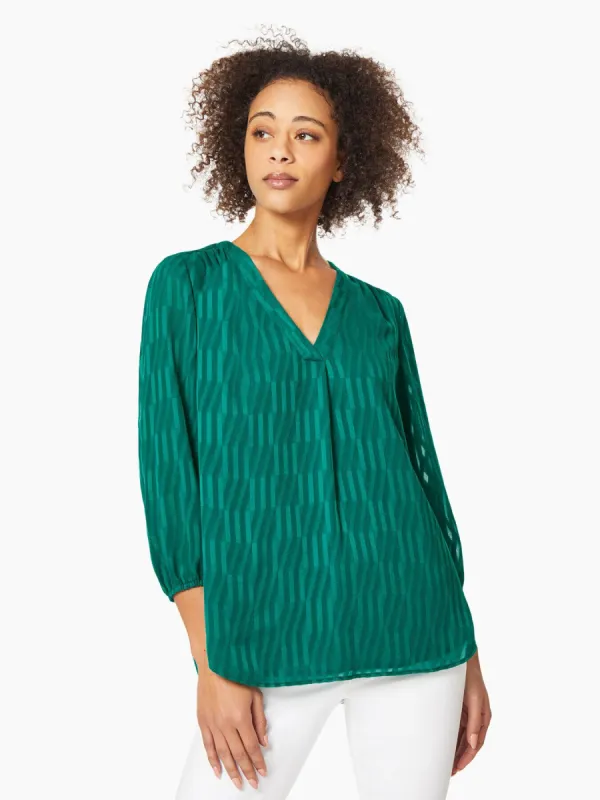 Chiffon V-Neck Kelly Blouse sold by Jones New York