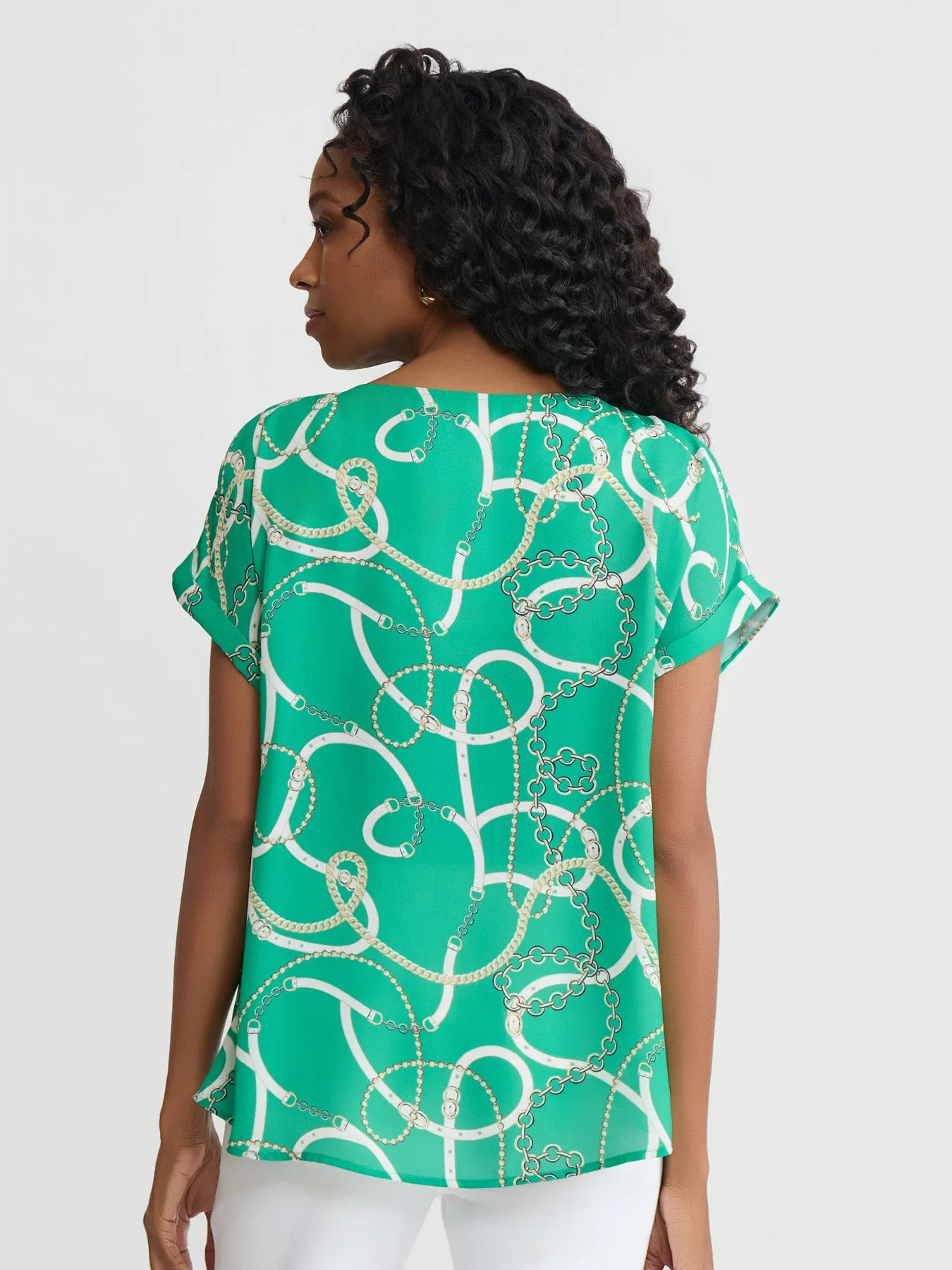 Plus Side Button Blouse, Printed Twill sold by Jones New York product image thumbnail 4