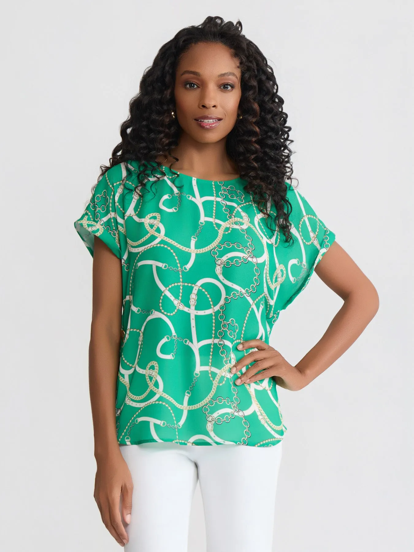 Plus Side Button Blouse, Printed Twill sold by Jones New York