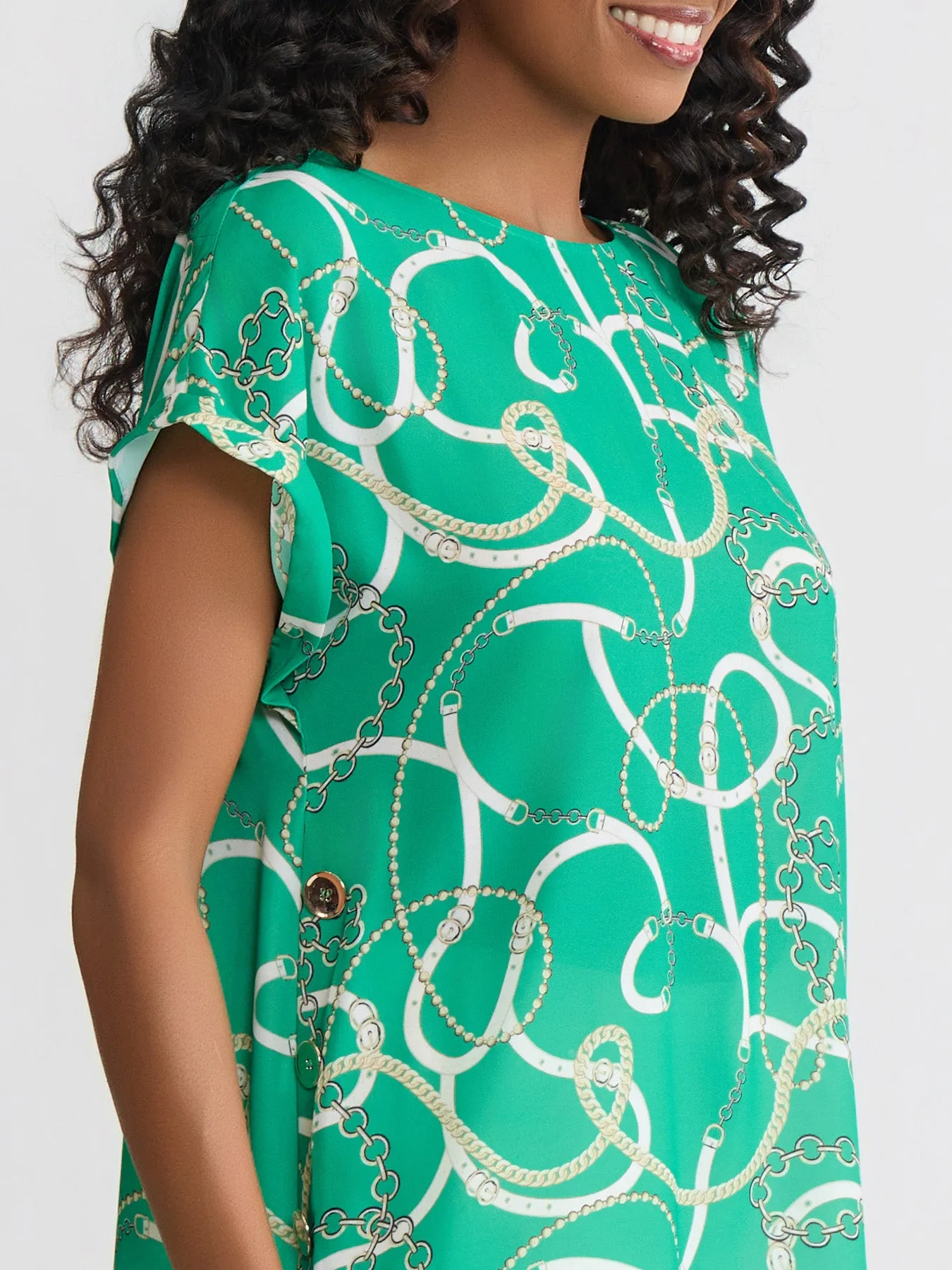 Plus Side Button Blouse, Printed Twill sold by Jones New York product image thumbnail 3