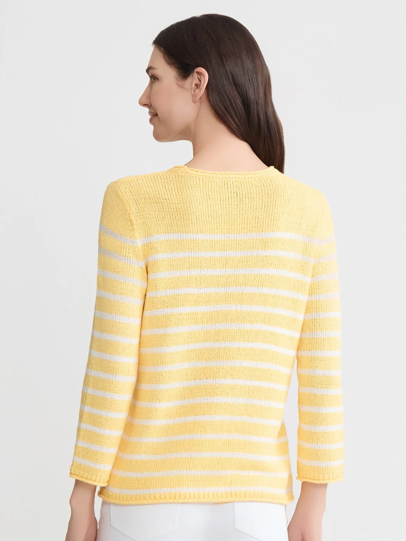 Petite Striped Open Crew Neck Sweater sold by Jones New York product image thumbnail 4