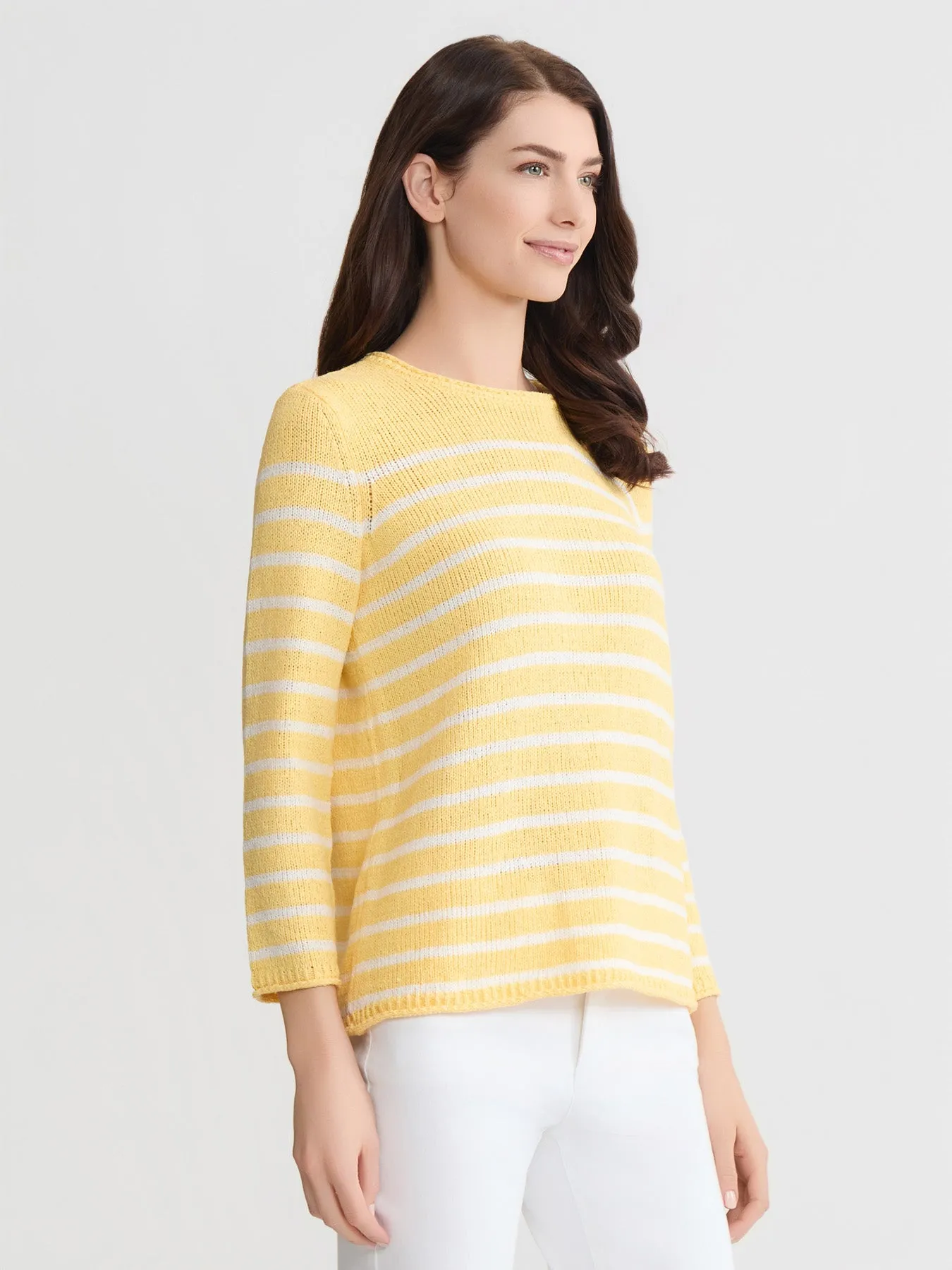 Petite Striped Open Crew Neck Sweater sold by Jones New York product image thumbnail 2
