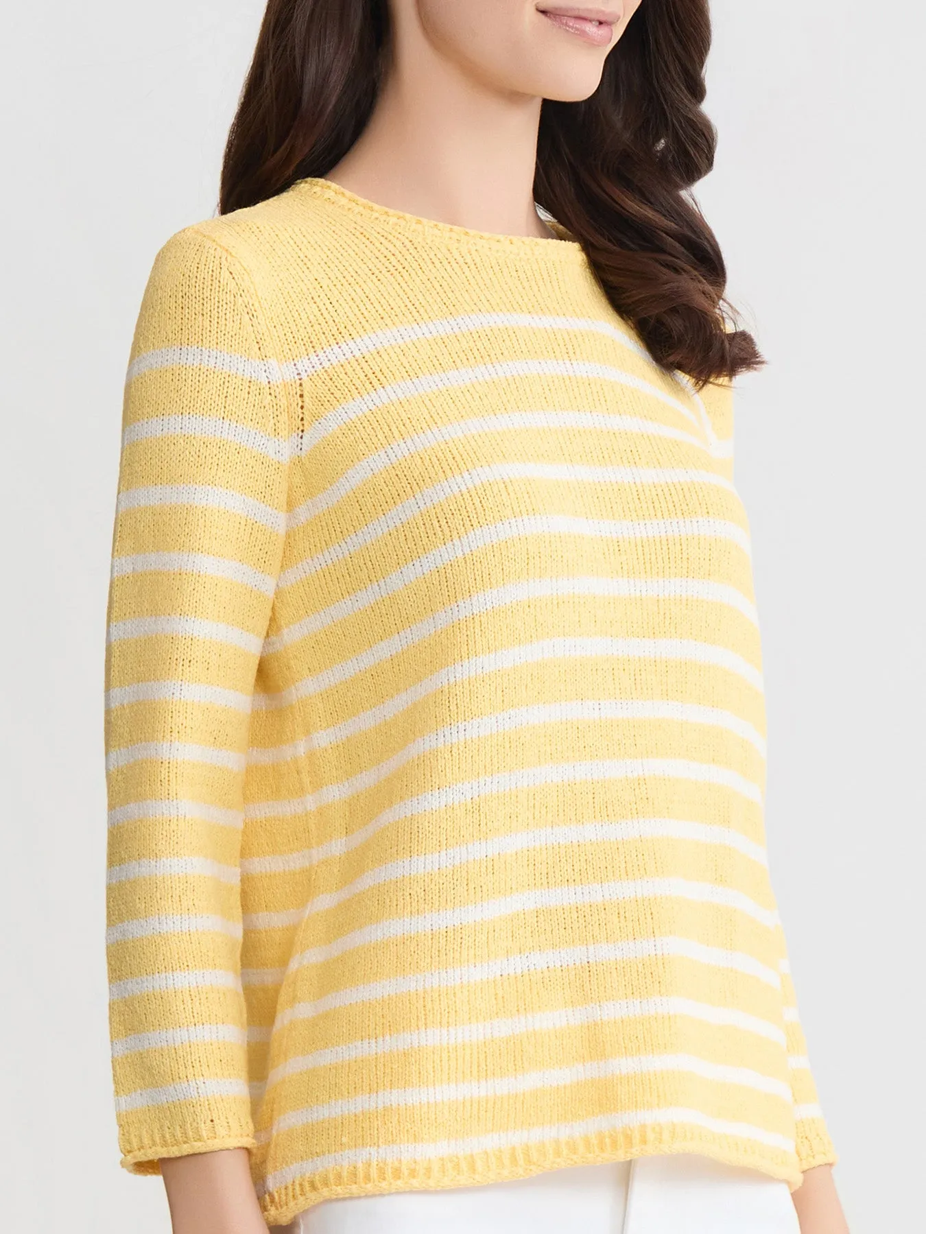 Petite Striped Open Crew Neck Sweater sold by Jones New York product image thumbnail 3