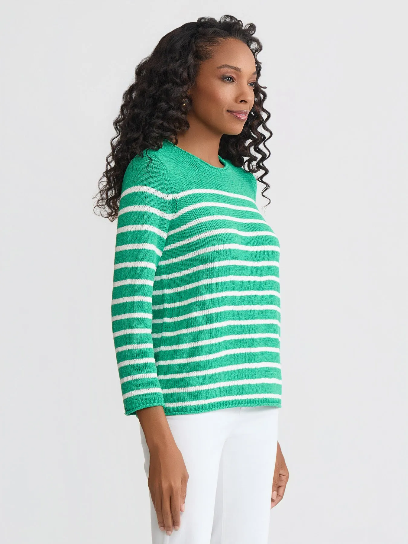 Striped Open Crew Neck Sweater sold by Jones New York product image thumbnail 2