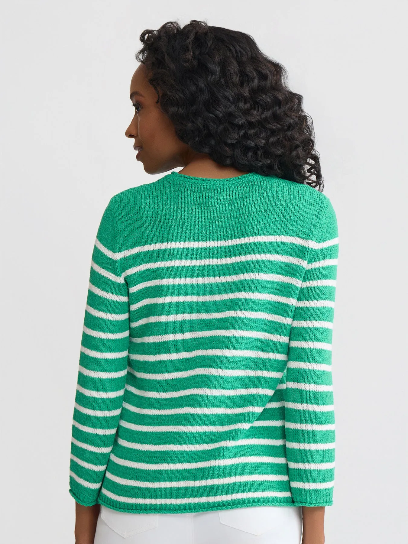 Striped Open Crew Neck Sweater sold by Jones New York product image thumbnail 4