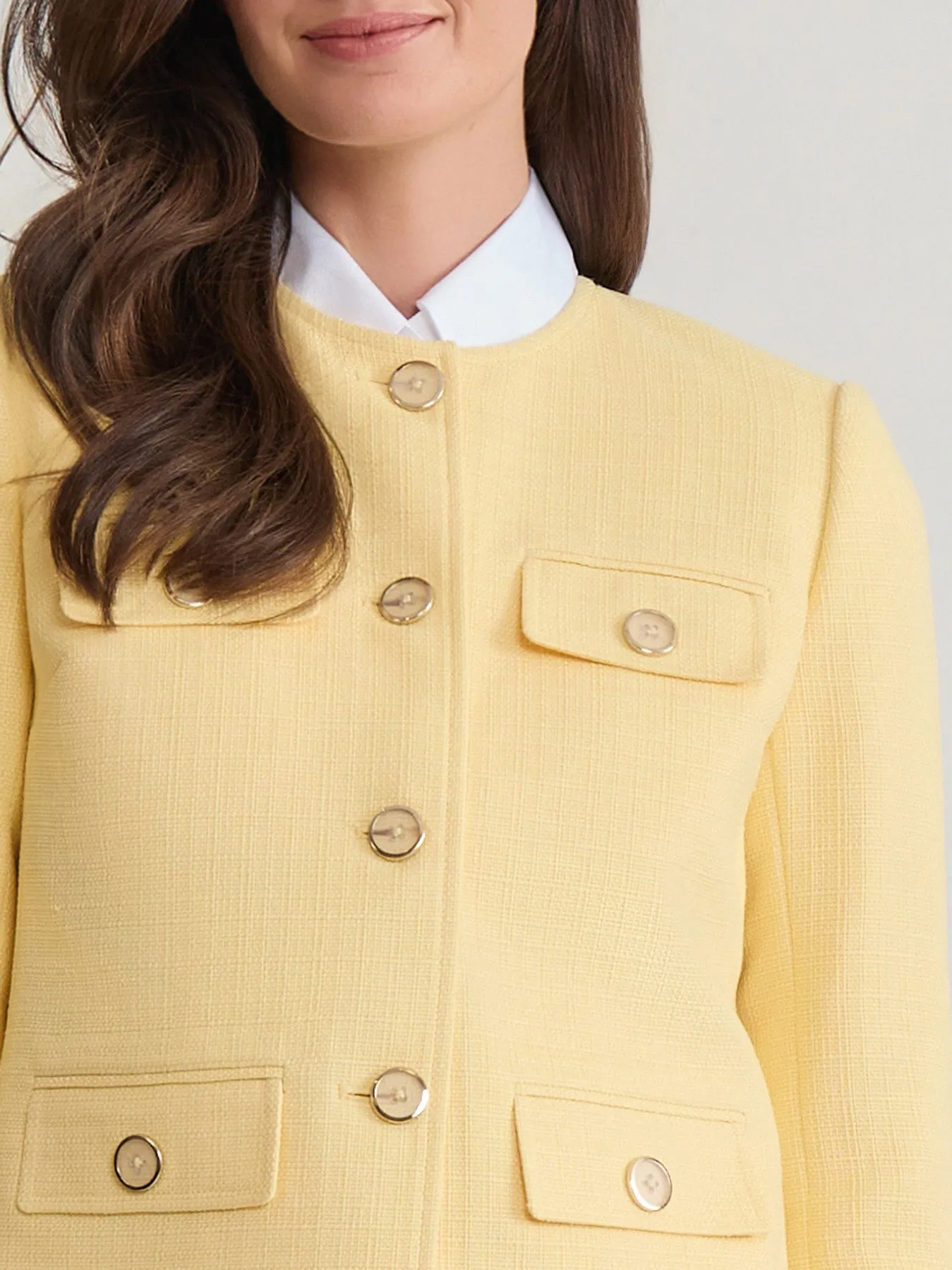 Jewel Neck Flap Pocket Jacket, Tweed sold by Jones New York product image thumbnail 4