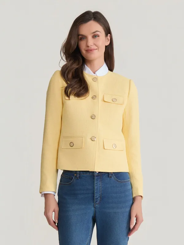 Jewel Neck Flap Pocket Jacket, Tweed sold by Jones New York