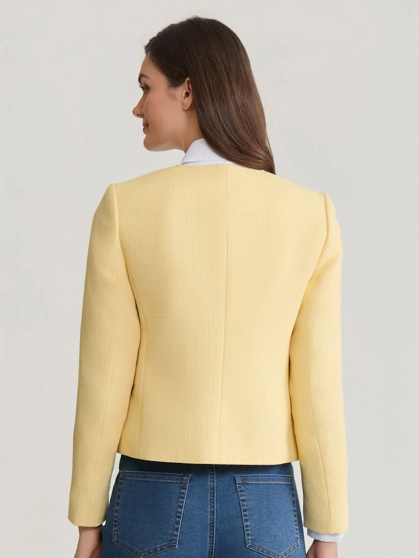 Jewel Neck Flap Pocket Jacket, Tweed sold by Jones New York product image thumbnail 5