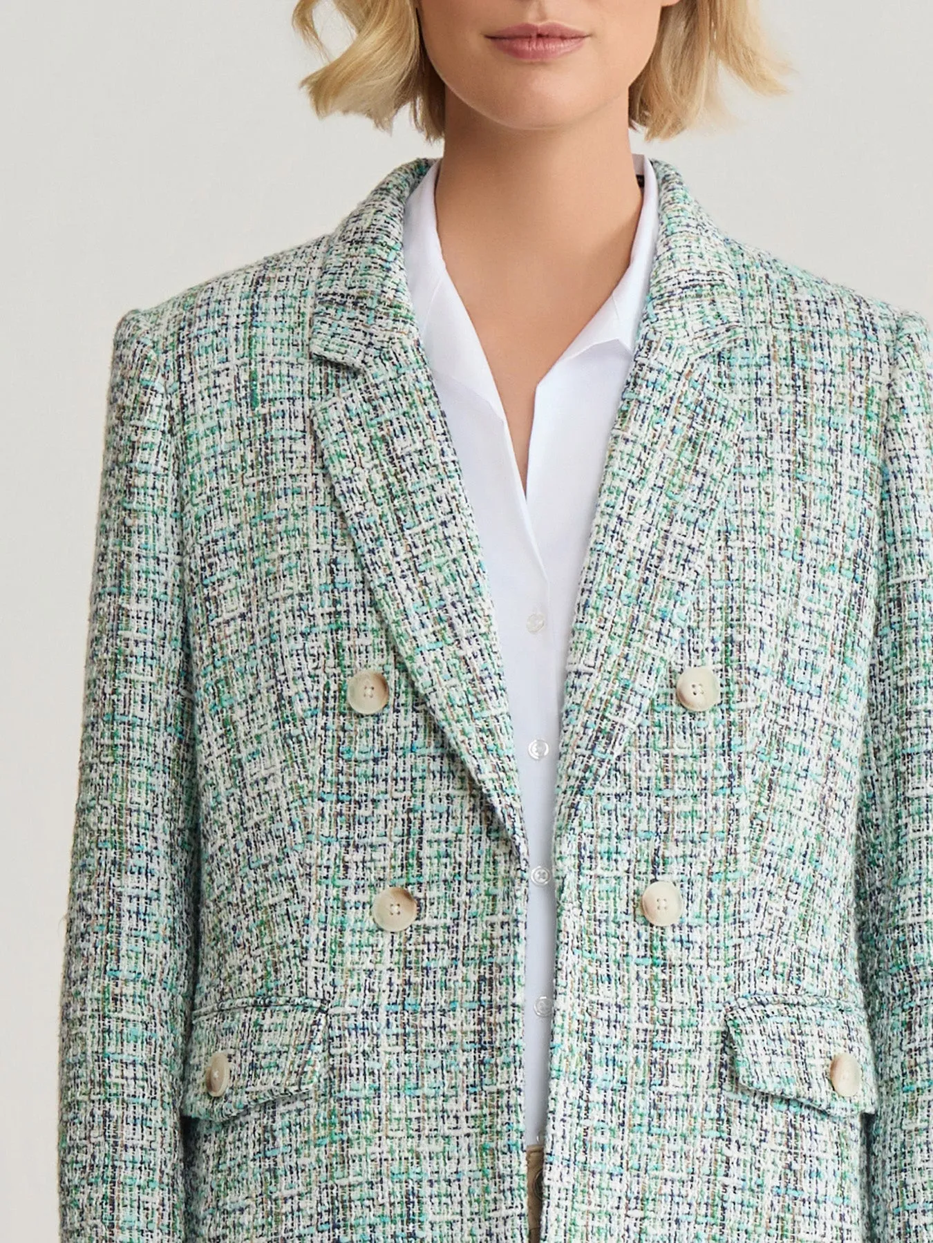 Faux Double Breasted Jacket with Flap Pockets, Tweed sold by Jones New York product image thumbnail 4