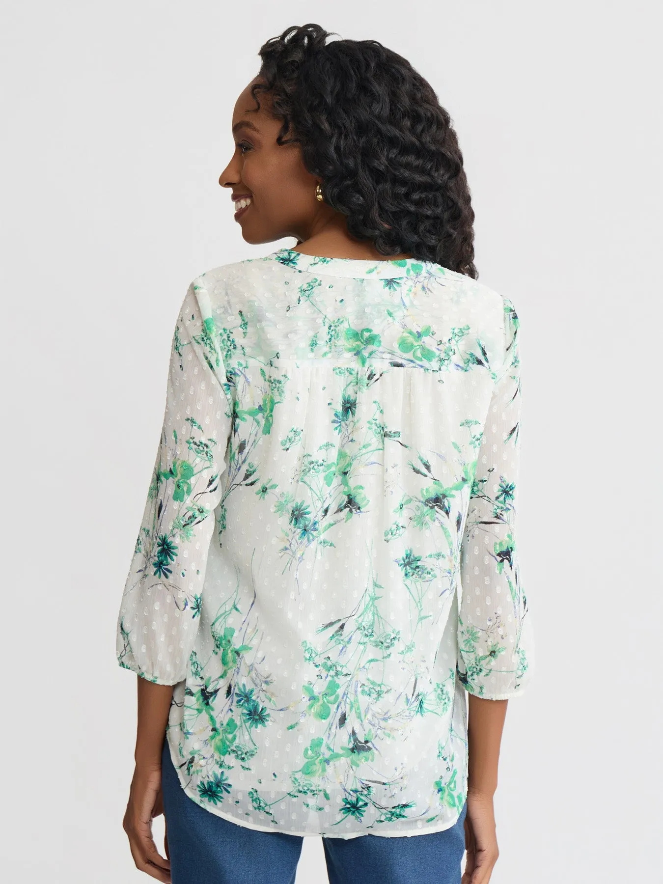 Petite V-Neck Pleated Kelly Blouse sold by Jones New York product image thumbnail 4