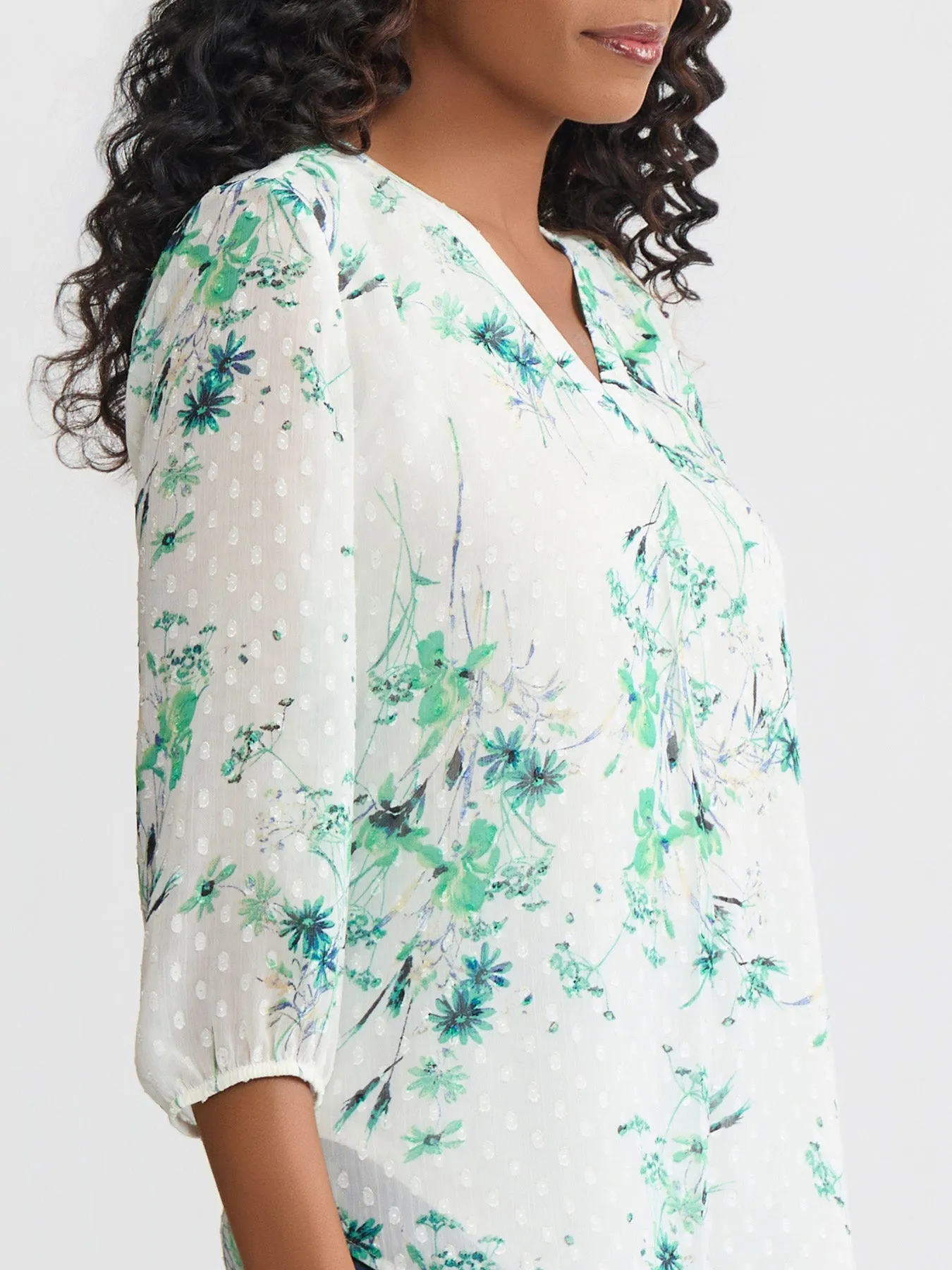 Petite V-Neck Pleated Kelly Blouse sold by Jones New York product image thumbnail 3