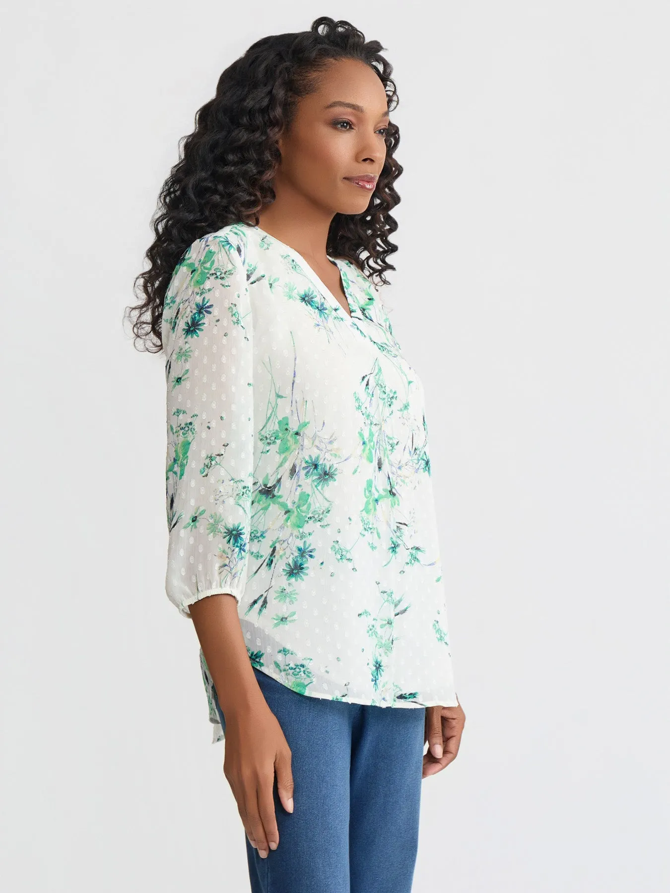 Petite V-Neck Pleated Kelly Blouse sold by Jones New York product image thumbnail 2