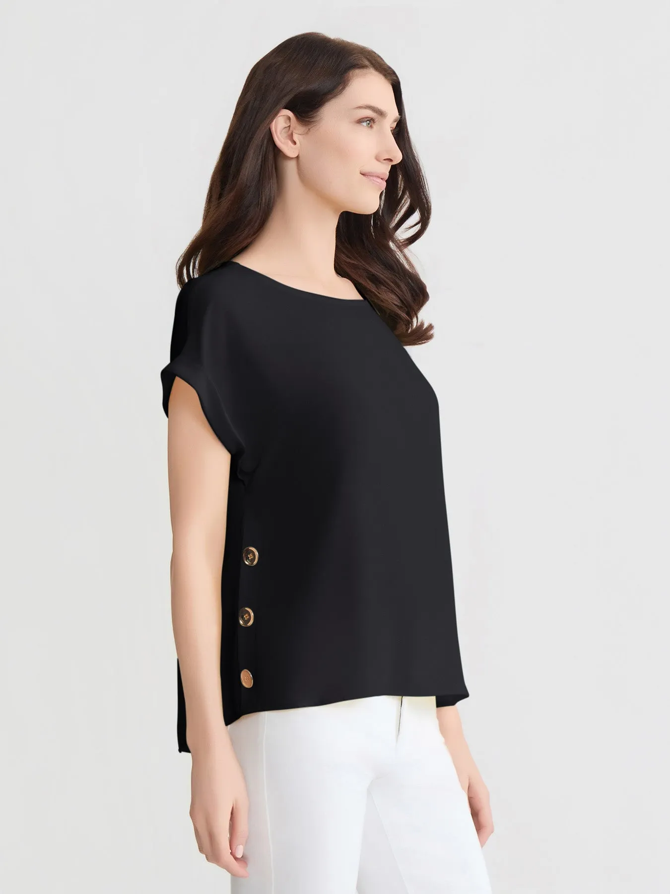 Side Button Blouse, Jasper Crepe sold by Jones New York product image thumbnail 2