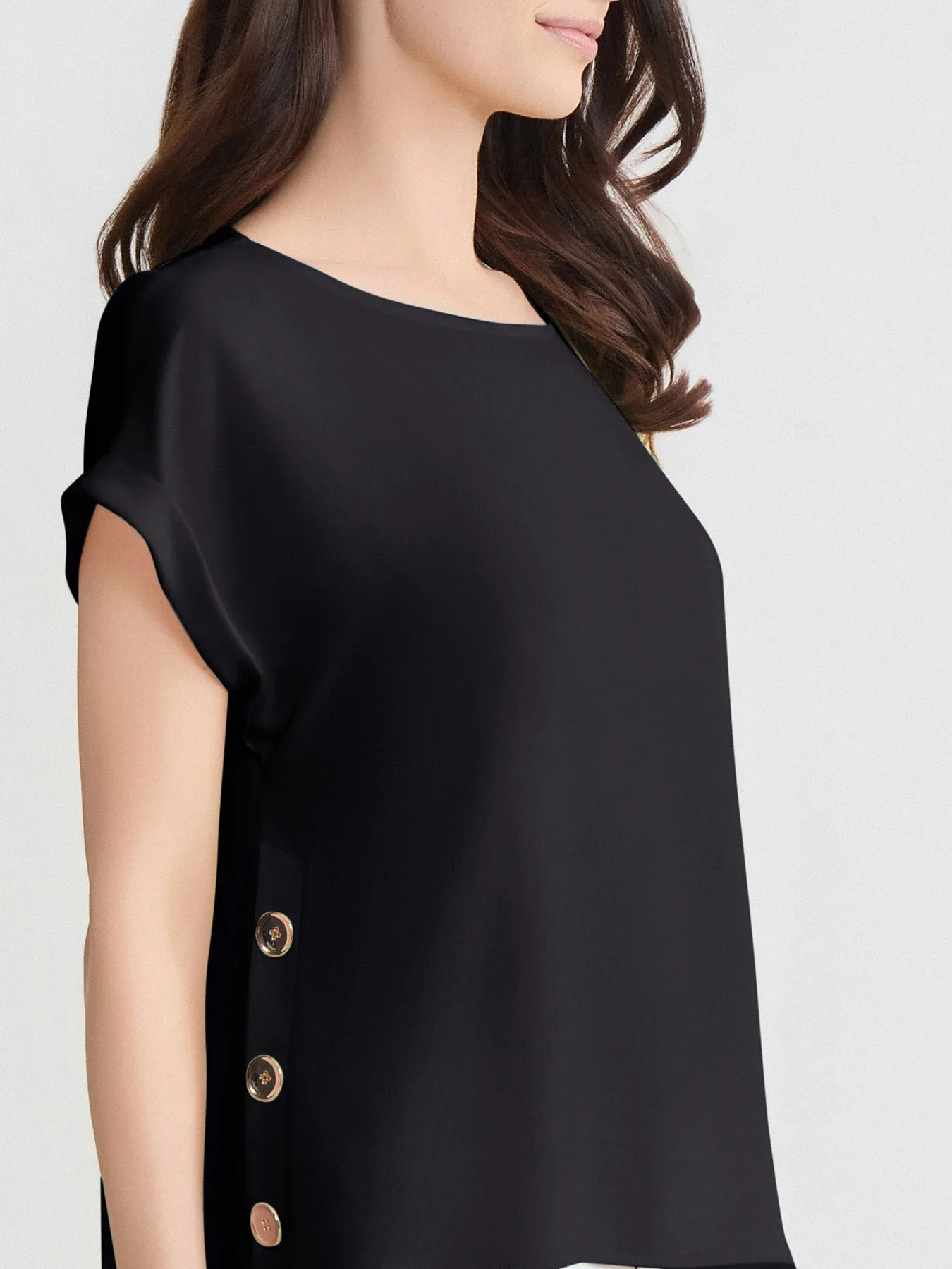 Side Button Blouse, Jasper Crepe sold by Jones New York product image thumbnail 3