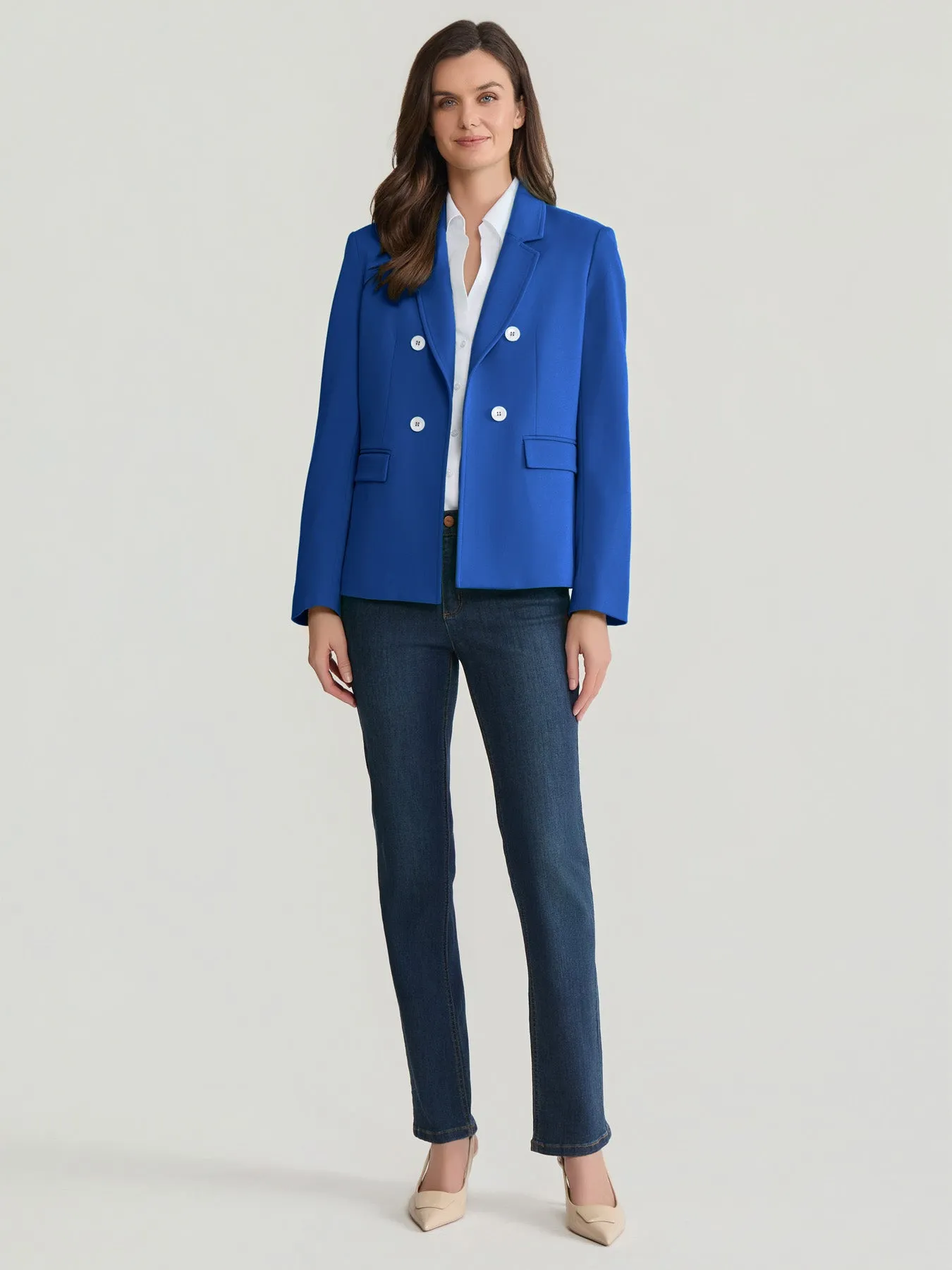 Plus Faux Double Breasted Jacket with Back Tab sold by Jones New York product image thumbnail 4