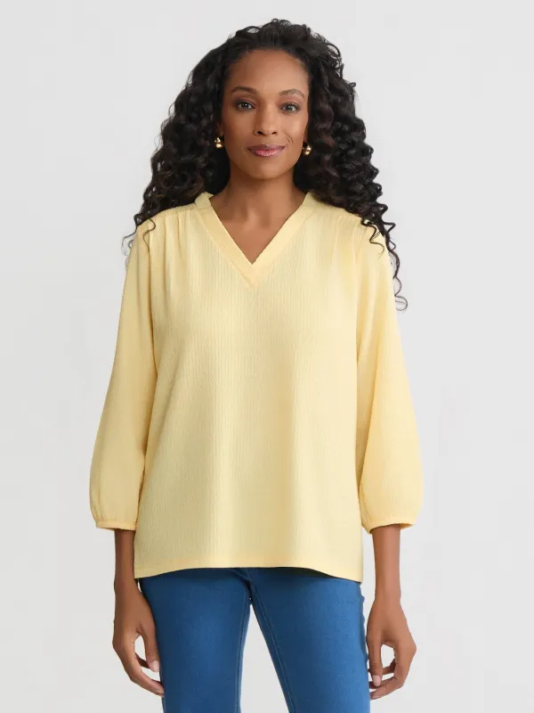 V-Neck Smocked Shoulder Blouse sold by Jones New York