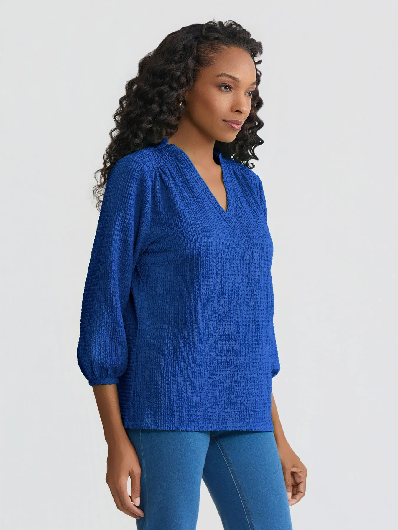V-Neck Smocked Shoulder Blouse sold by Jones New York product image thumbnail 2